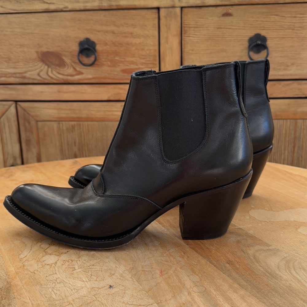 Women's Black Leather Ankle Booties - Classic Chelsea Heel